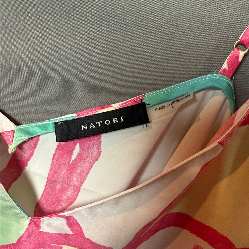 Natori Taisho Floral Slip Dress Large NWT‎ Satin Midi - Picture 4 of 9